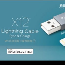 新一代C48晶片”E-books X12 Apple MFi官方原廠認證 鋁製充電傳輸線 1.2M～支援2.4A高速電流 質感金色款